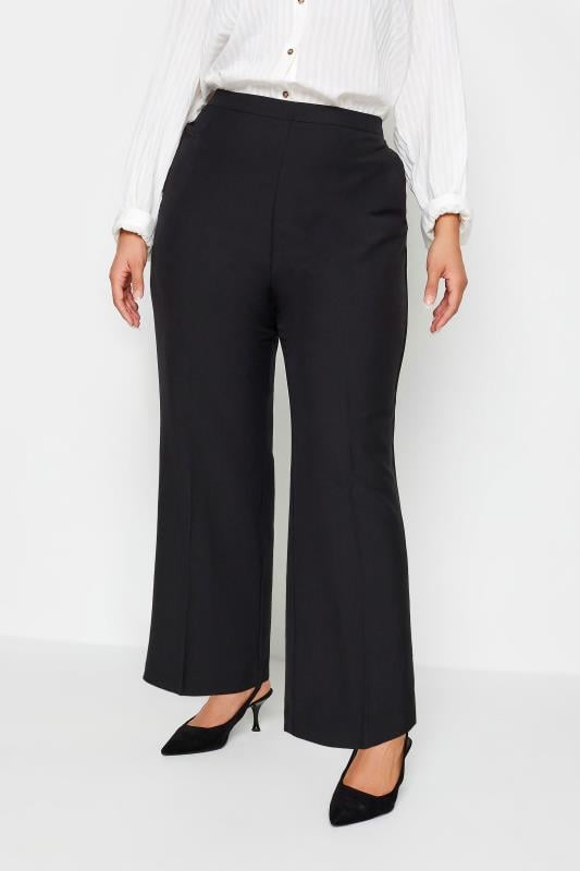 Plus Size Straight Leg Trousers YOURS Curve Black Elasticated Stretch Straight Leg Trousers