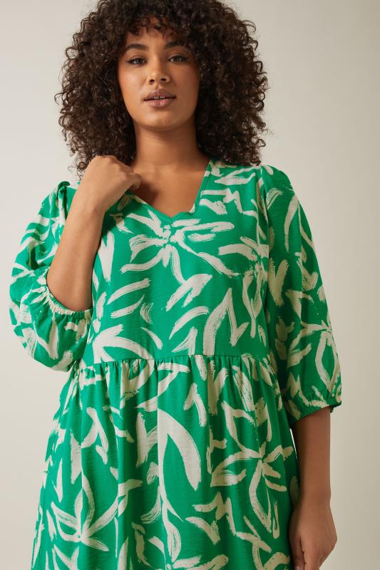 EVANS Plus Size Green Abstract Print Midaxi Dress | Evans  4