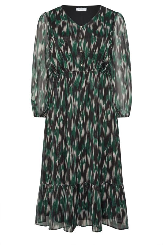 YOURS LONDON Plus Size Green Abstract Print Midaxi Dress | Yours Clothing 5