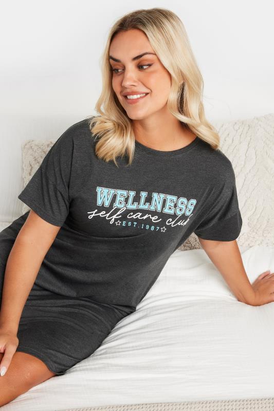 YOURS Plus Size 2 PACK Blue 'Wellness' Star Print Nightdresses | Yours Clothing 5