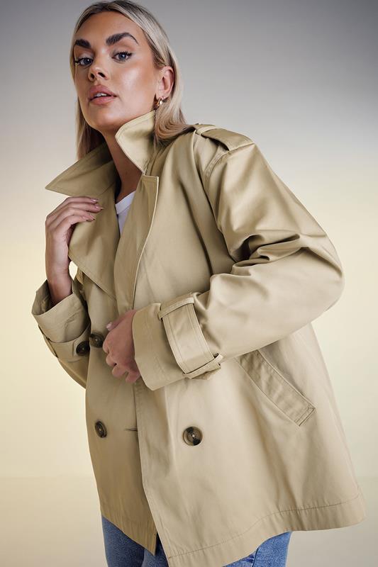 YOURS Plus Size Natural Brown Short Trench Coat 1