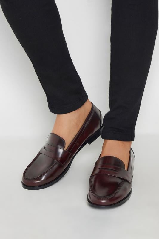 Tall  LTS Burgundy Red Patent Loafers In Standard Fit