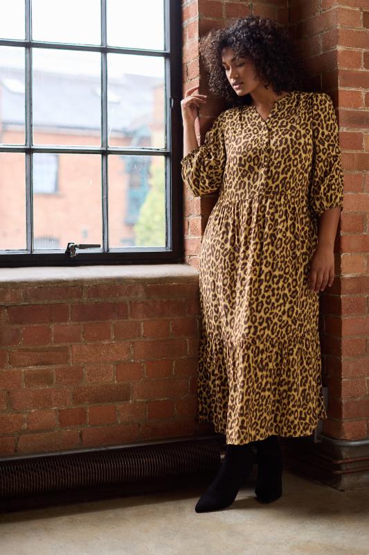 Plus Size  EVANS Curve Brown Leopard Print Shirt Dress