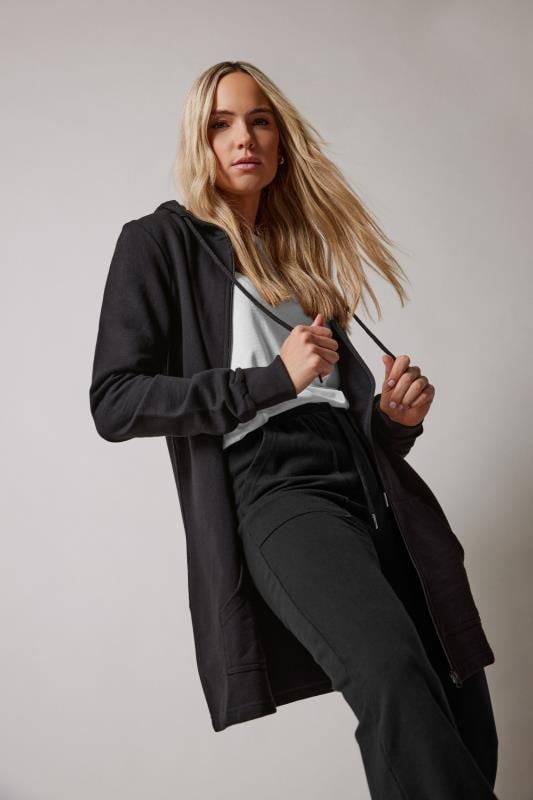 Tall  LTS Tall Black Cotton Longline Hoodie