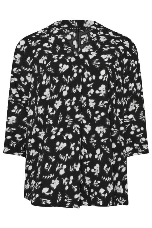 YOURS Plus Size Black Floral Print Textured Blouse | Yours Clothing  5