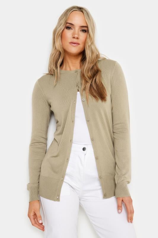 LTS Tall Women's Beige Brown Button Down Knit Cardigan | Long Tall Sally  1