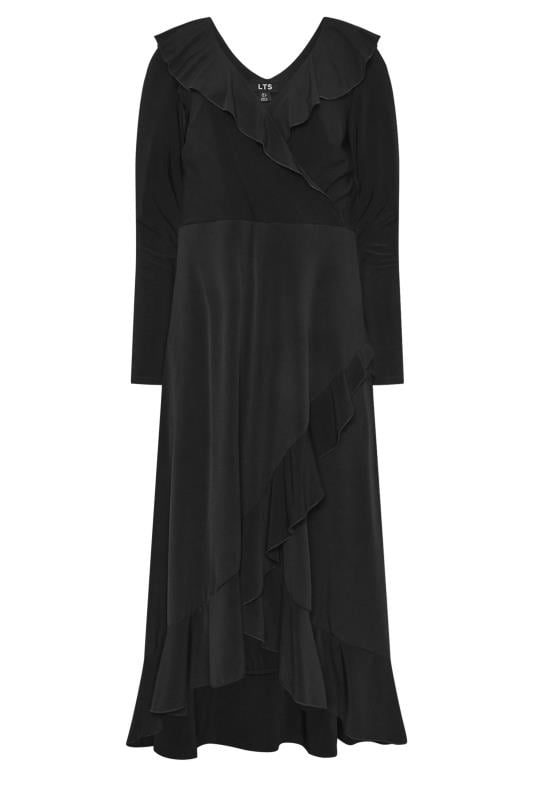 LTS Tall Black Long Sleeve Frill Midi Dress | Long Tall Sally 5