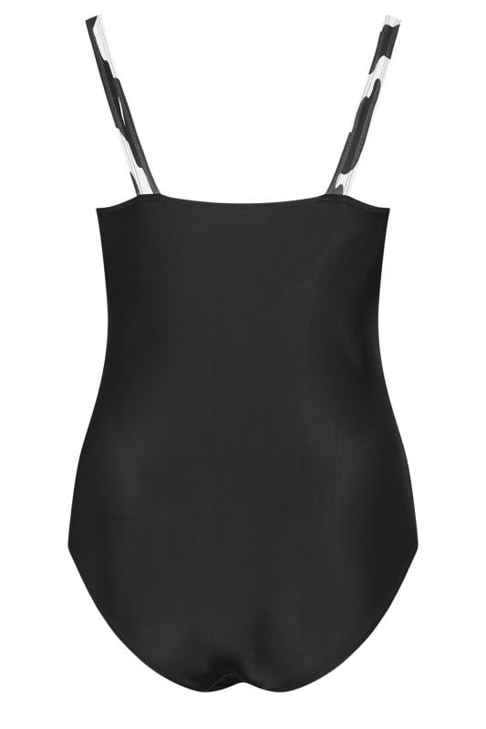 YOURS Plus Size Black Abstract Print Detail Tie Front Swimsuit | Yours Clothing 9