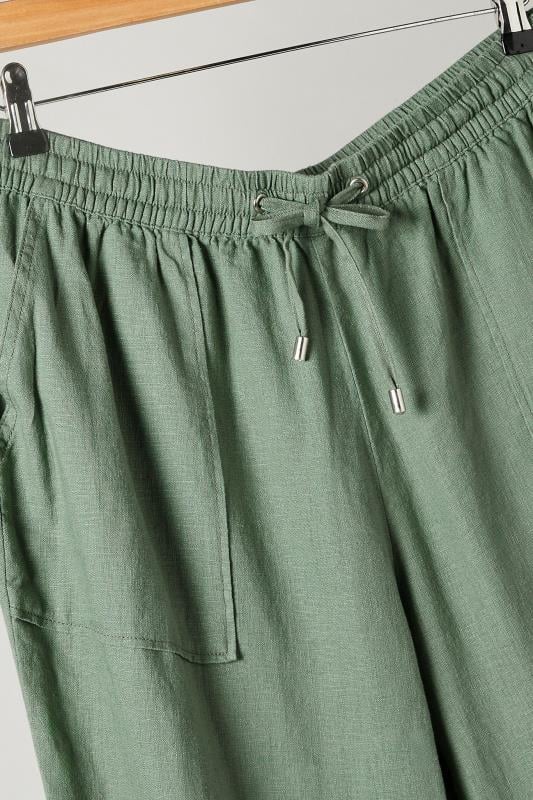 EVANS Curve Khaki Green Linen Jogger | Evans 7