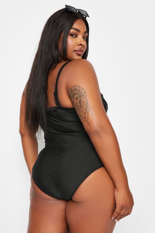 YOURS Plus Size Black Crossover Super Sculpt Swimsuit | Yours Clothing 4