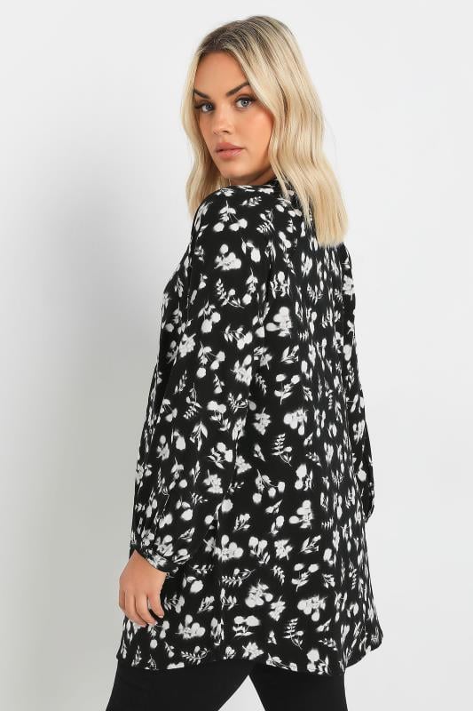 YOURS Plus Size Black Floral Print Textured Blouse | Yours Clothing  4