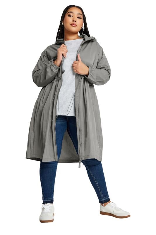 YOURS Plus Size Grey Lightweight Longline Parka Jacket | Yours Clothing 7