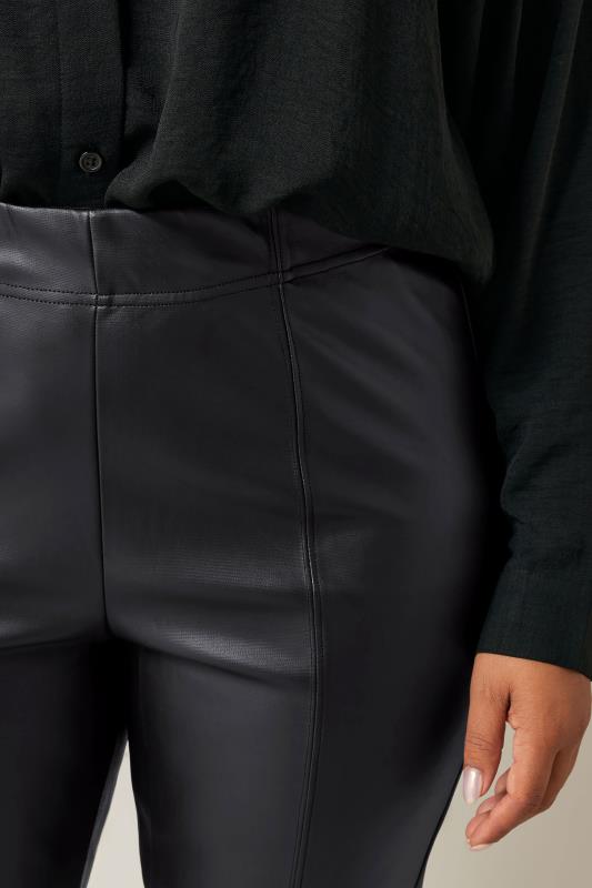 Evans Black Leather Look Stretch Trousers 4