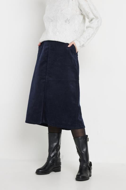 Women's  M&Co Navy Blue Cord Midi Skirt