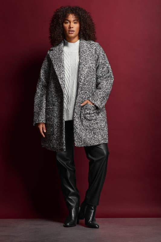 Plus Size  EVANS Curve Grey Boucle Formal Coat