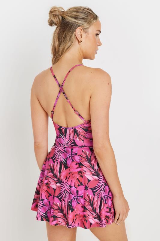 LTS Tall Women's Pink Tropical Palm Skirted Swimsuit | Long Tall Sally 4