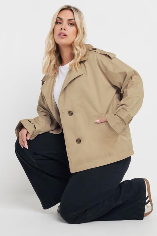 YOURS Plus Size Natural Brown Short Trench Coat 2