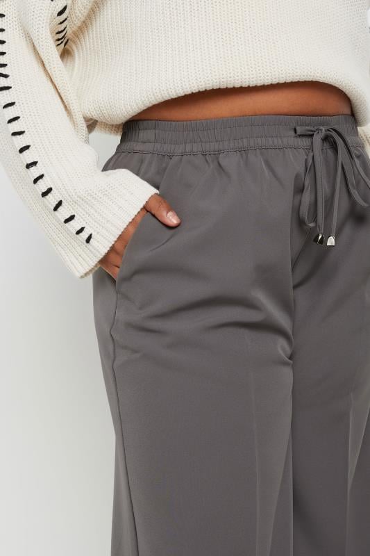 YOURS Plus Size Grey Pull On Wide Leg Trousers | Yours Clothing  4