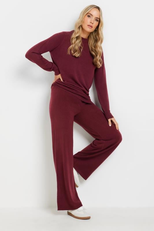 Tall  LTS Tall Burgundy Red Knitted Wide Leg Trousers