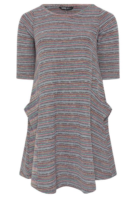 YOURS Plus Size Grey Striped Soft Touch Pocket Dress | Yours Clothing 5