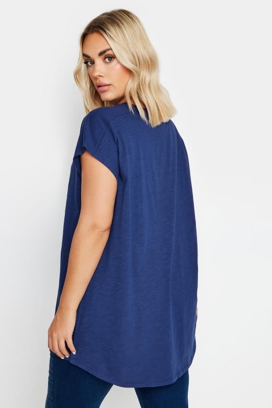 YOURS Plus Size Blue Crew Neck T-Shirt | Yours Clothing 4