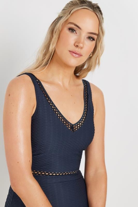 LTS Tall Navy Blue Textured Swimsuit | Long Tall Sally 5