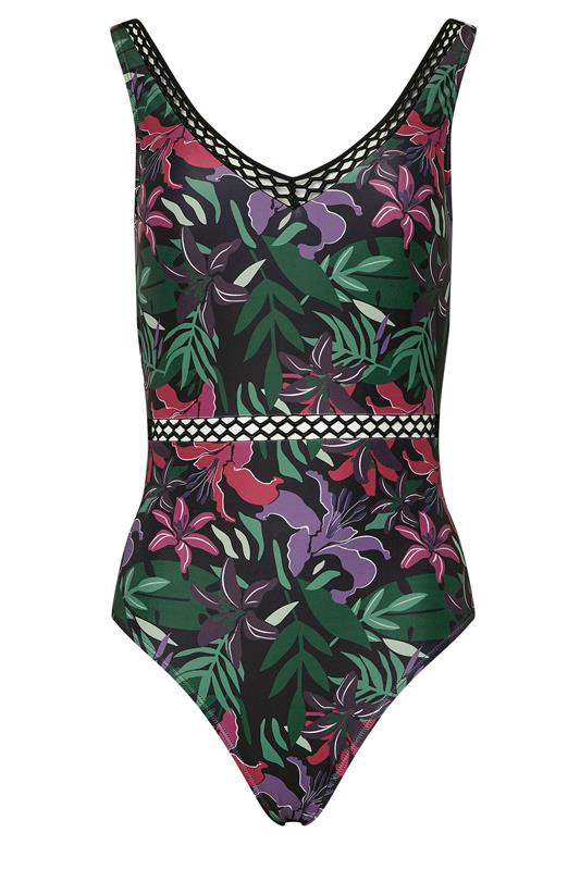 LTS Tall Black Tropical Palm Ladder Trim Swimsuit | Long Tall Sally 6