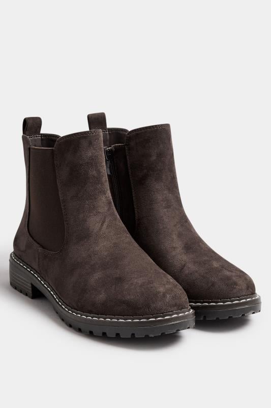 Brown Faux Suede Chelsea Boots In Extra Wide EEE Fit | Yours Clothing 2