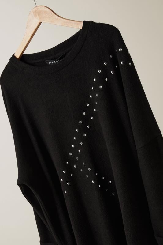 EVANS Plus Size Black Stud Longline Jumper | Evans  6