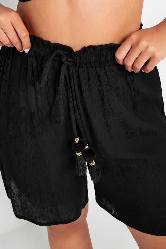 Plus Size Black Wide Leg Beach Trousers | Yours Clothing 5