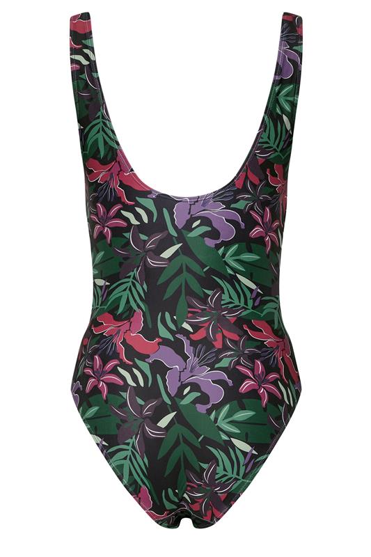 LTS Tall Black Tropical Palm Ladder Trim Swimsuit | Long Tall Sally 7