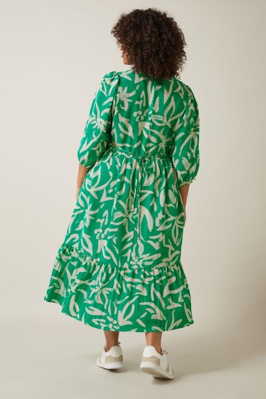 EVANS Plus Size Green Abstract Print Midaxi Dress | Evans  3