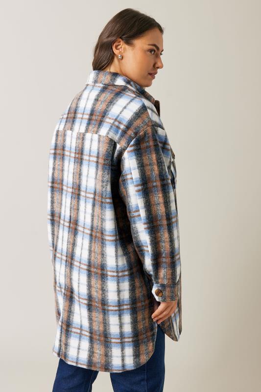 Evans Blue & Brown Check Midi Shacket | Evans 3