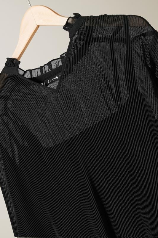 EVANS Plus Size Black Pleat Blouse | Evans 8