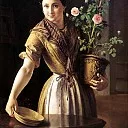 Tropinin Basil – Girl with a pot of roses. 1850, 900 Classic russian paintings