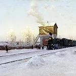 Kazantsev Vladimir – at the station. Winter morning at the Ural Railway, 900 Classic russian paintings