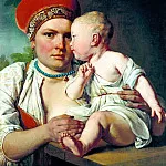 Venetsianov Alexei – Nurse with child, 900 Classic russian paintings