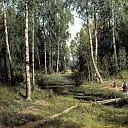 Shishkin Ivan – Stream in a birch forest, 900 Classic russian paintings