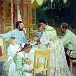 Kustodiyev Boris – On the terrace, 900 Classic russian paintings