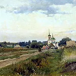 MAKOVSKY Alexander – Landscape with Church, 900 Classic russian paintings