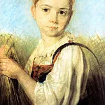 Venetsianov Alexei – Country Girl with a sickle in the Rye, 900 Classic russian paintings