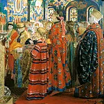 Ryabushkin Andrew – Russian women in the XVII century in the church, 900 Classic russian paintings