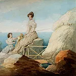 SOKOLOV Peter – Portrait of Empress Alexandra and Grand Duchess Maria Nikolaevna on the shore, 900 Classic russian paintings