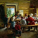 Makovsky Vladimir – The rural school, 900 Classic russian paintings