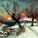 Klever Julius – Sunset in winter, 900 Classic russian paintings