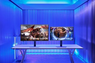 The Samsung Odyssey G8 and Odyssey G6 OLED gaming monitors.