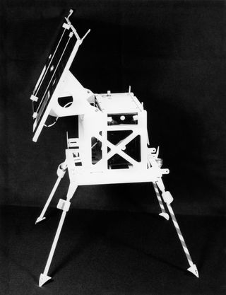 A transmitter for the Surface Electrical Properties Experiment pictured against a black background.