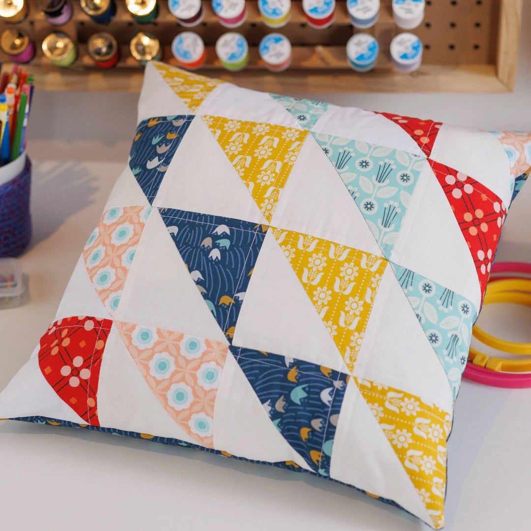 Half Square Triangle Quilted Pillow image