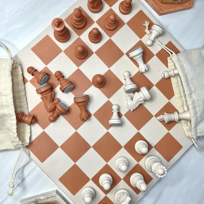 Terracotta Chess Board Set by Swift and Stone