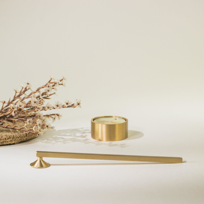 Brass Tealight Holder with Candle Snuffer - Set of 2 by Roarcraft